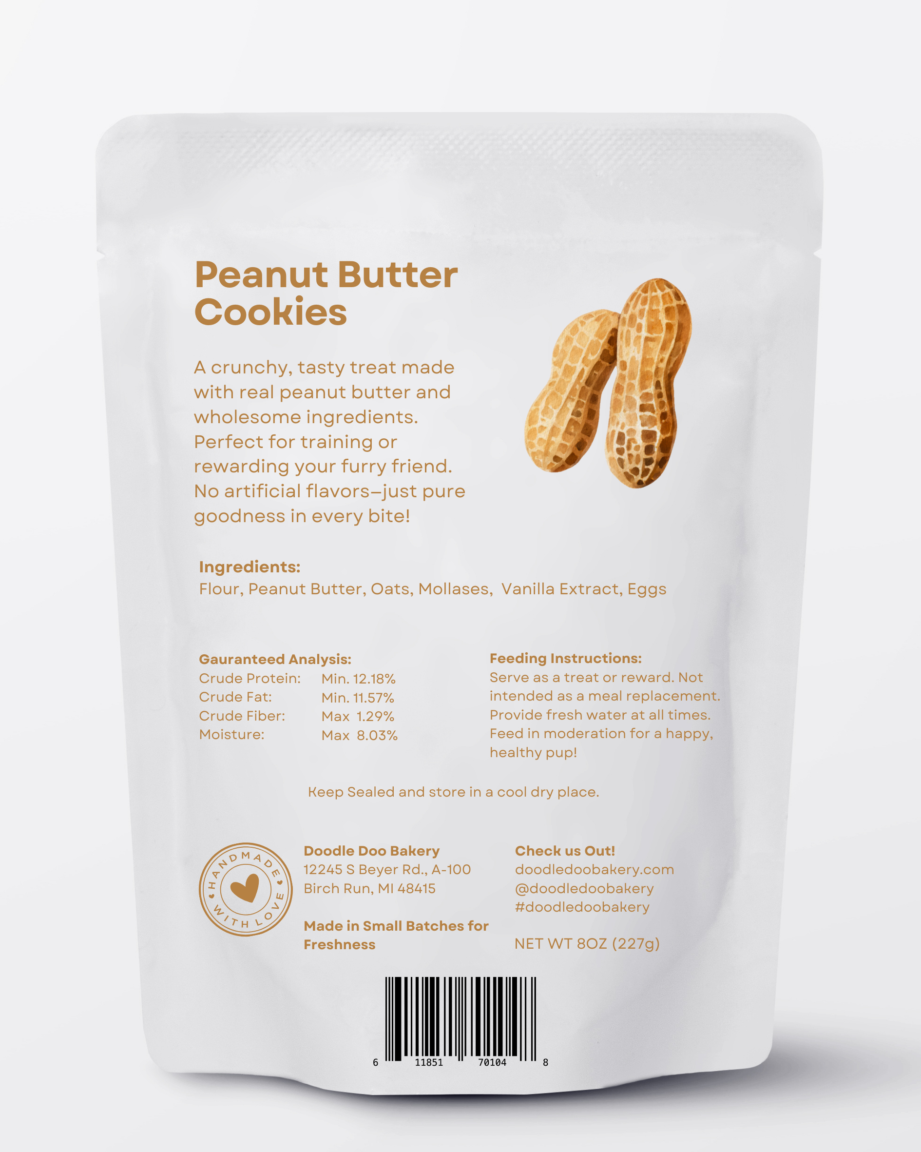Peanut Butter Dog Cookies – 1/2 lb