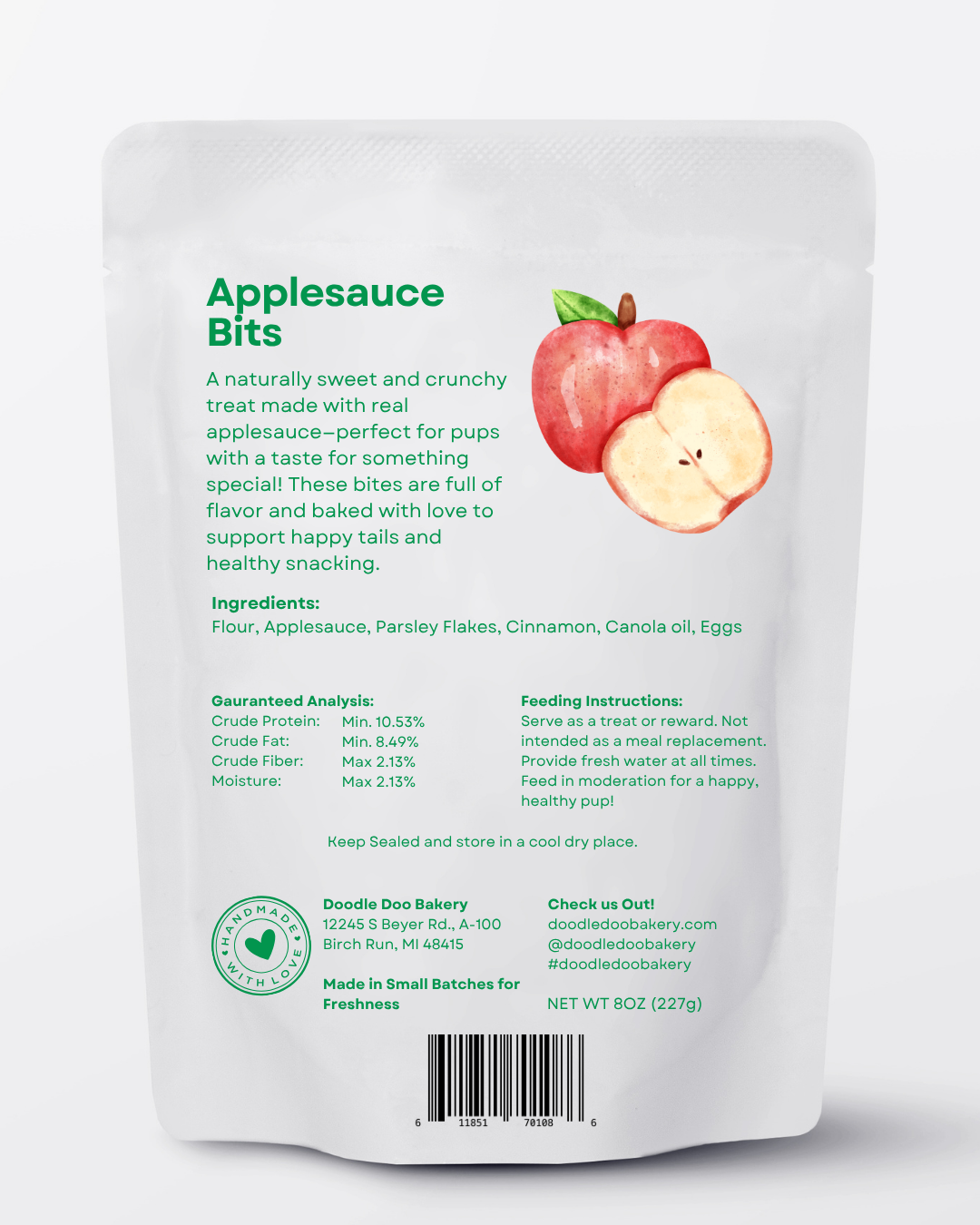 Apple Bits Dog Biscuits 1/2 lb.