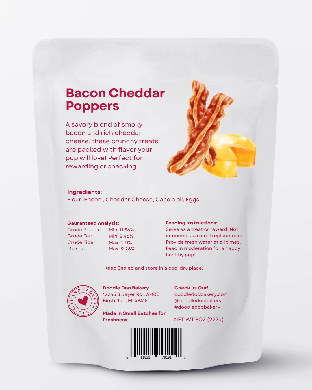 Bacon Cheddar Poppers Treat 1/2lb