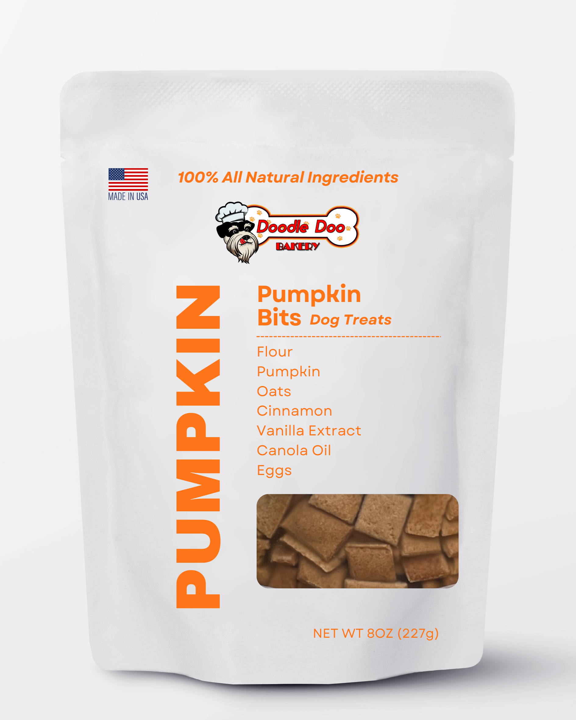 Pumpkin Bits Dog Biscuits 1/2lb
