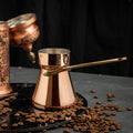 Handmade Polished Copper Turkish Coffee Pot (Cezve) with Brass Handle – 10 oz