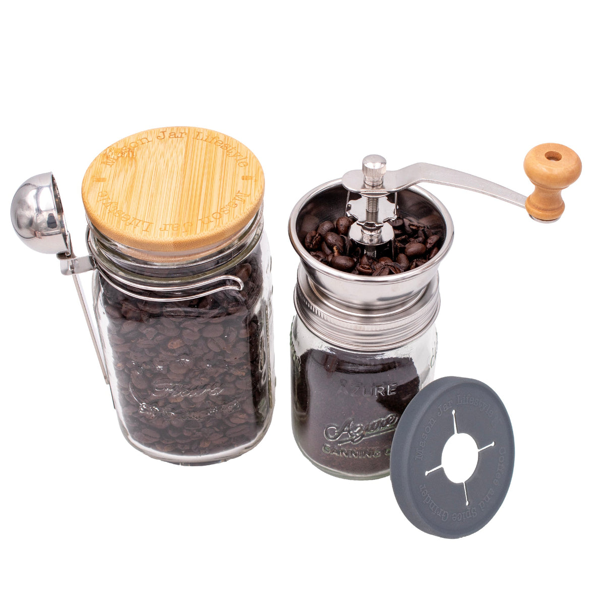 Hand-Crank Coffee & Spice Grinder for Mason Jars