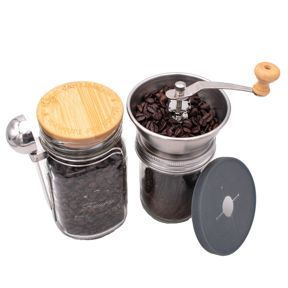 Hand-Crank Coffee & Spice Grinder for Mason Jars