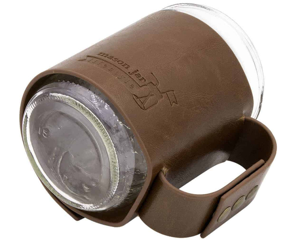 Faux Leather Mason Jar Travel Mug Sleeve & Lid Set