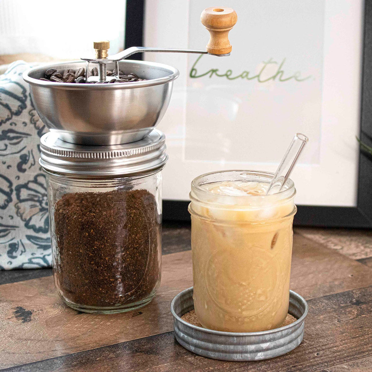 Hand-Crank Coffee & Spice Grinder for Mason Jars