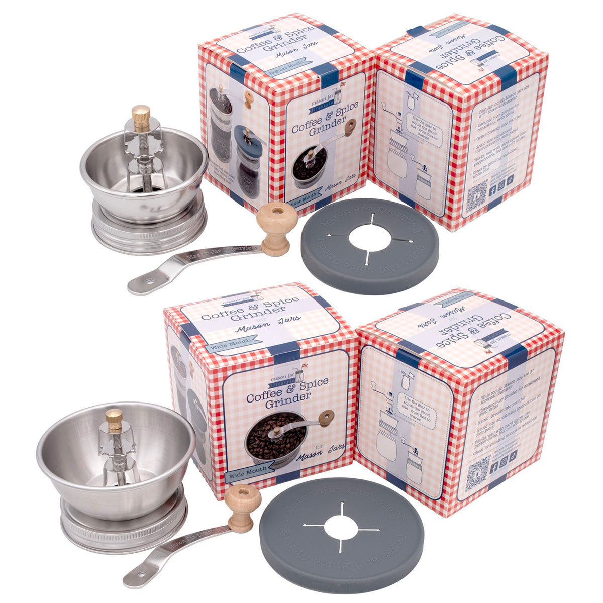 Hand-Crank Coffee & Spice Grinder for Mason Jars