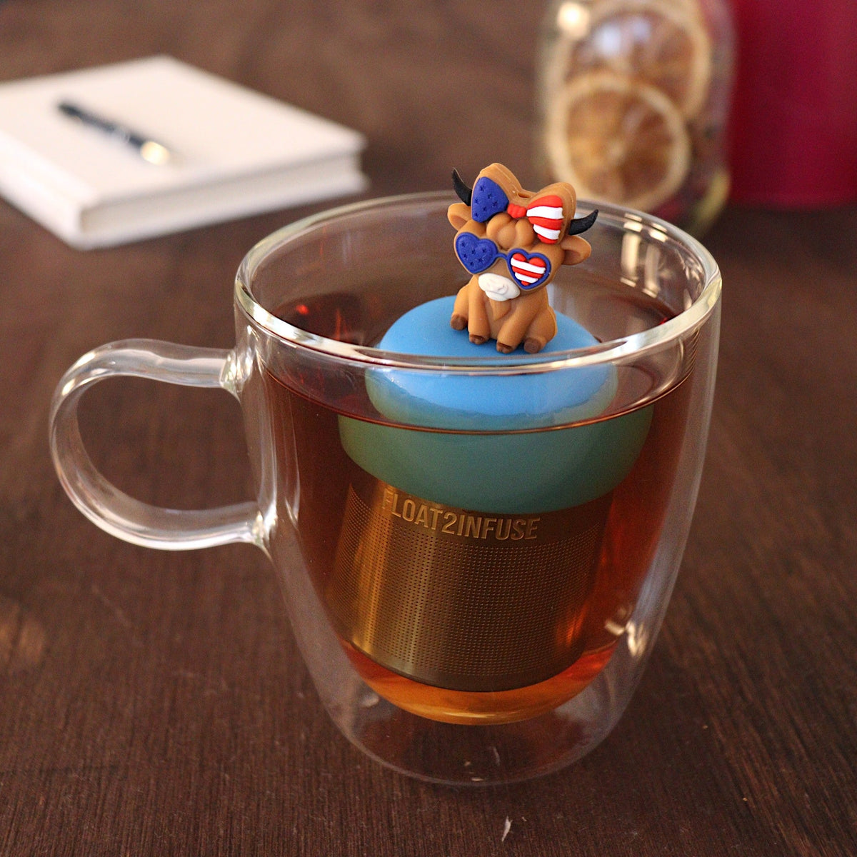 Floating Americana Cow Tea Infuser - Cute Animal Tea Infuser for Loose Tea