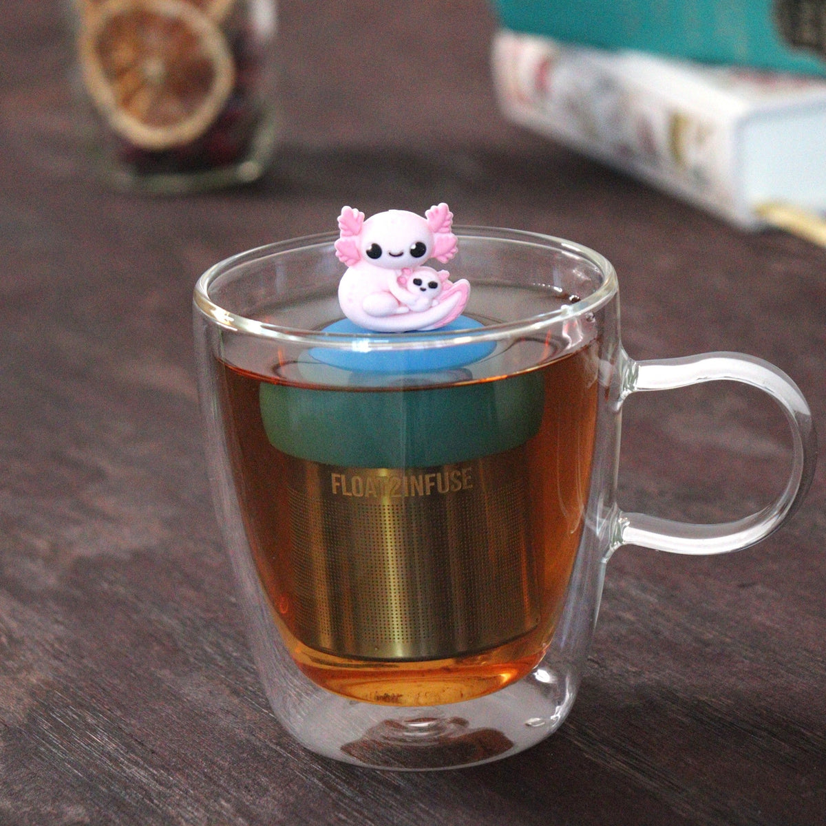 Floating Mom Baby Axolotl Tea Infuser - Cute Animal Tea Infuser for Loose Leaf Tea