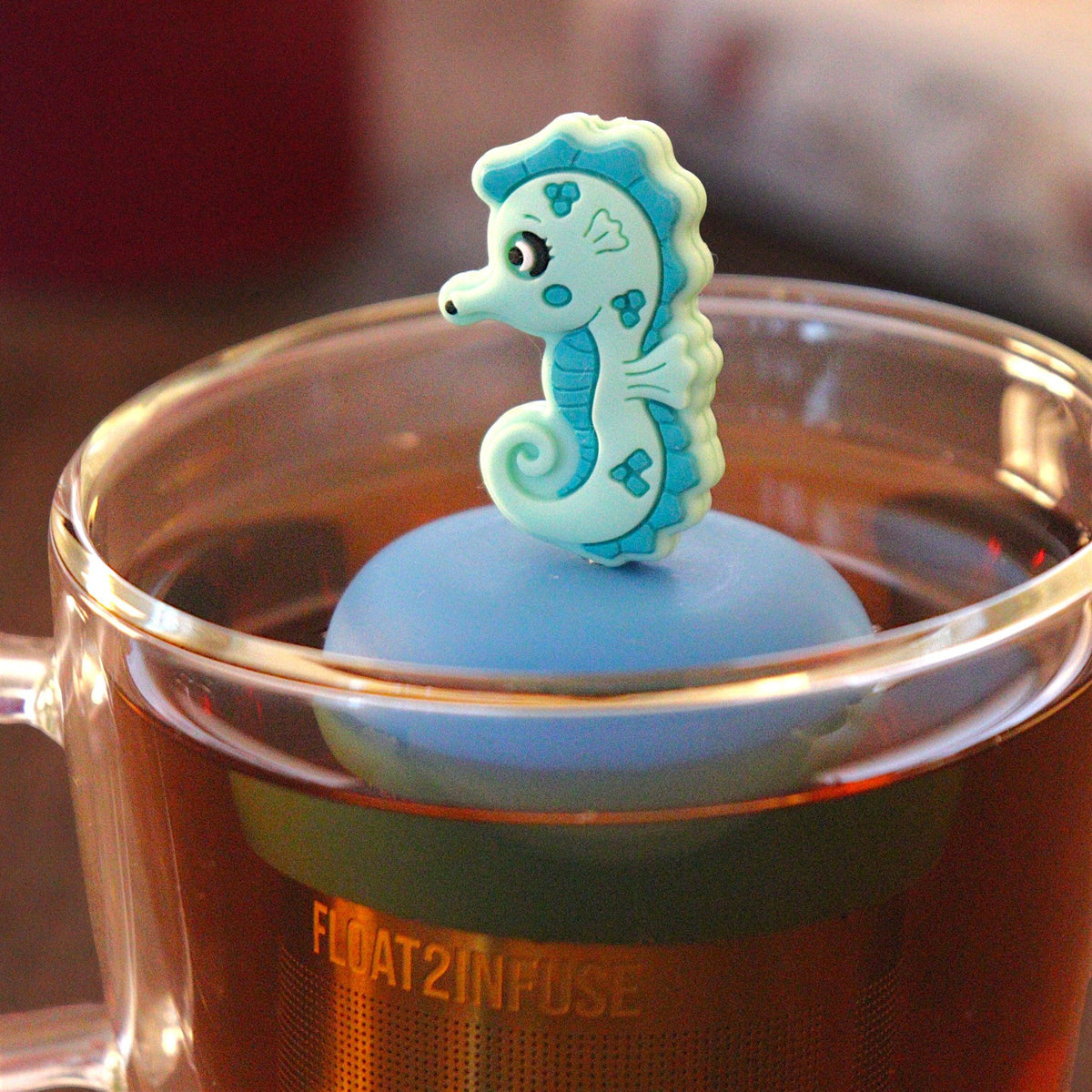 Floating Teal Seahorse Tea Infuser - Cute Tea Infuser for Loose Tea