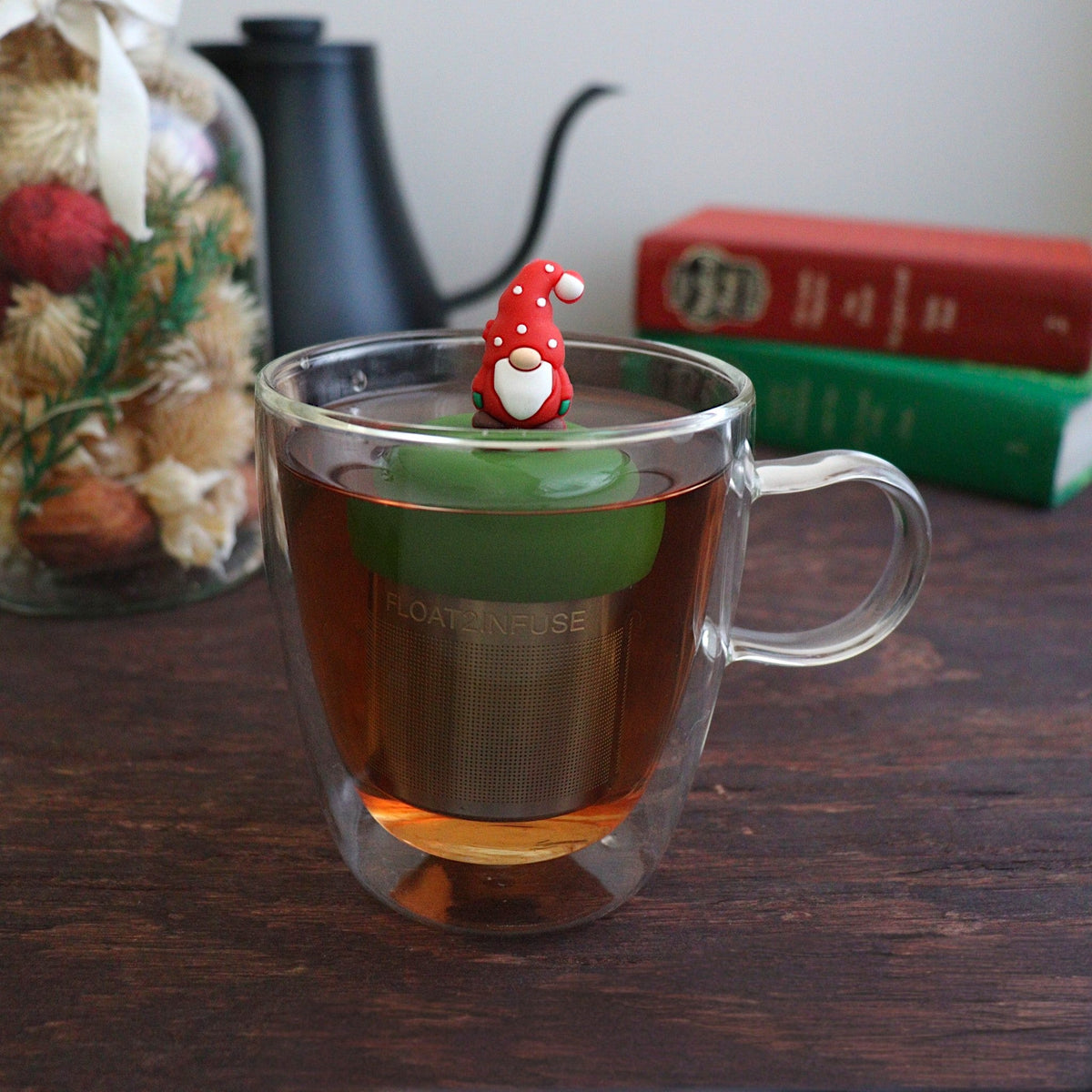 Floating Red Holiday Gnome Tea Infuser - Cute Tea Infuser for Loose Leaf Tea