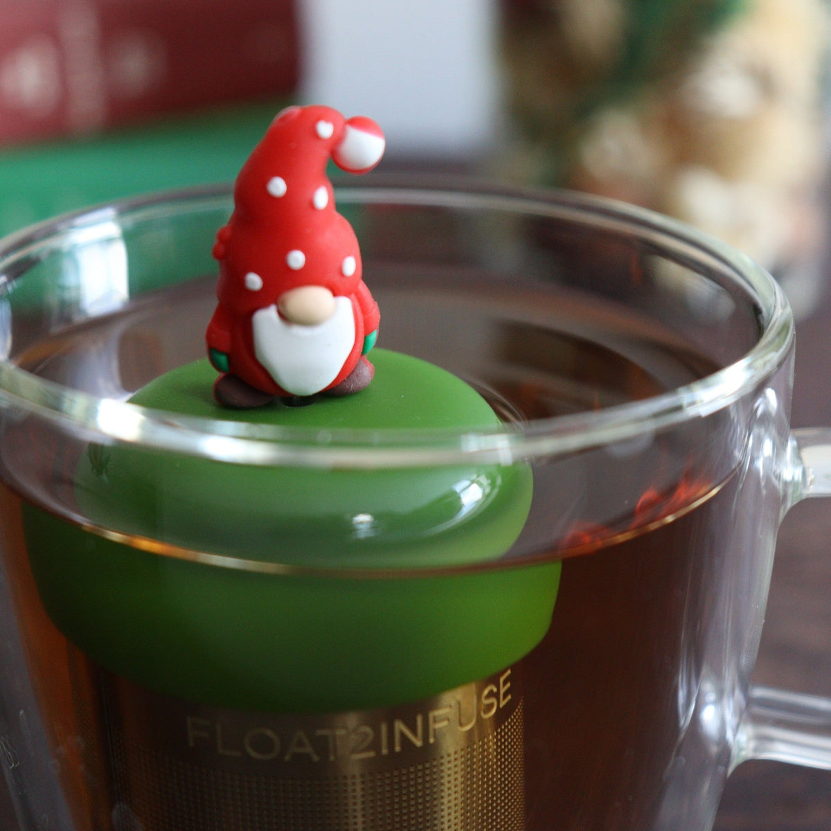 Floating Red Holiday Gnome Tea Infuser - Cute Tea Infuser for Loose Leaf Tea