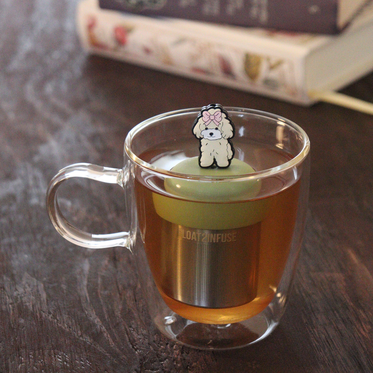 Floating Pink Bow Poodle Tea Infuser - Cute Animal Tea Infuser for Loose Leaf Tea