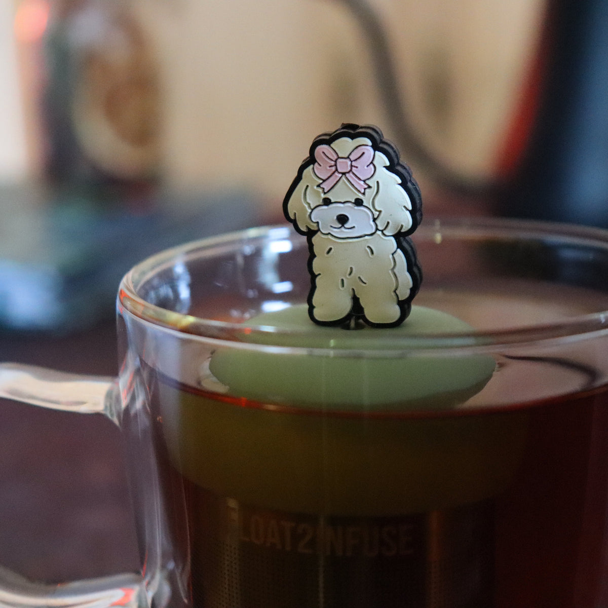 Floating Pink Bow Poodle Tea Infuser - Cute Animal Tea Infuser for Loose Leaf Tea