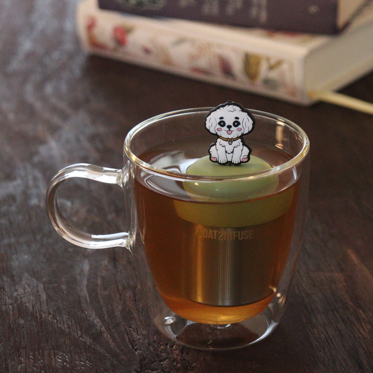 Floating White Maltipoo Dog Tea Infuser - Cute Animal Tea Infuser for Loose Leaf Tea