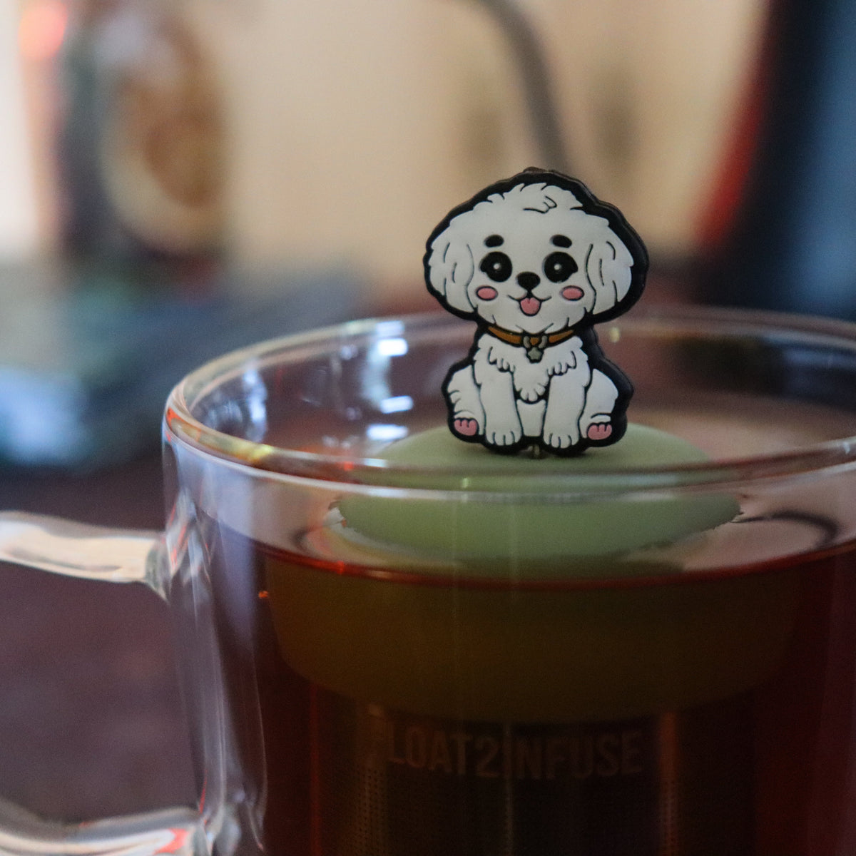 Floating White Maltipoo Dog Tea Infuser - Cute Animal Tea Infuser for Loose Leaf Tea