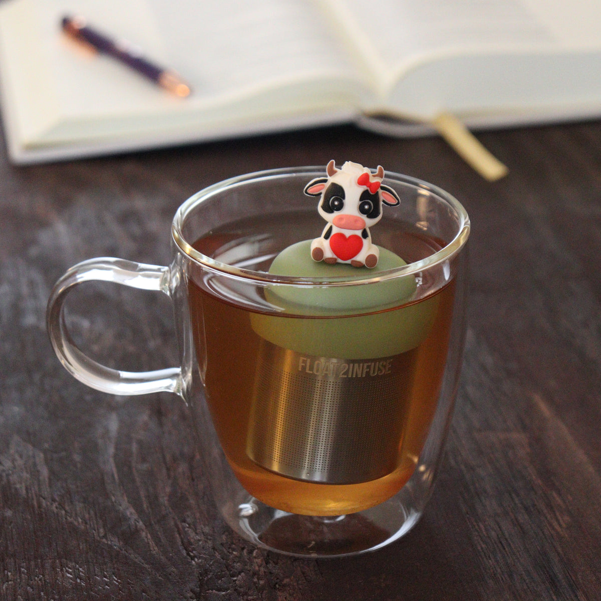 Floating Valentine Cow Tea Infuser - Cute Animal Tea Infuser for Loose Leaf Tea