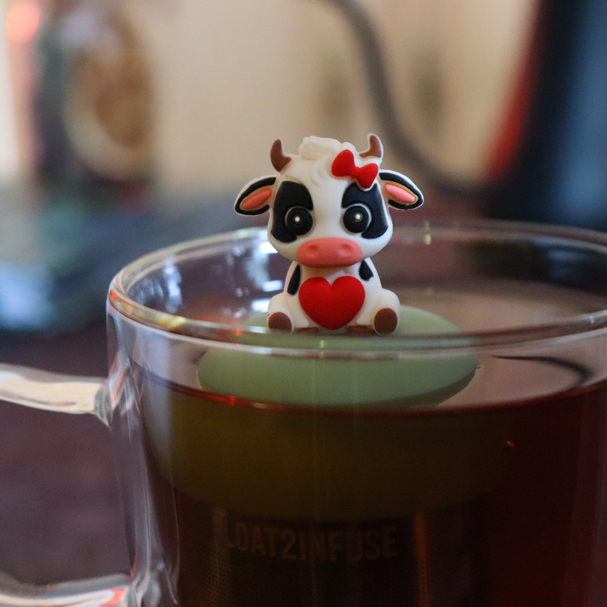 Floating Valentine Cow Tea Infuser - Cute Animal Tea Infuser for Loose Leaf Tea