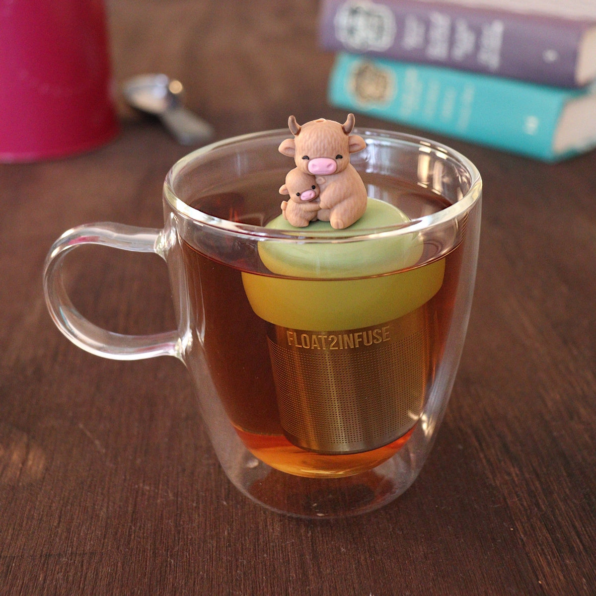 Floating Mom & Baby Highland Cow Tea Infuser - Cute Animals Tea Infuser for Loose Tea