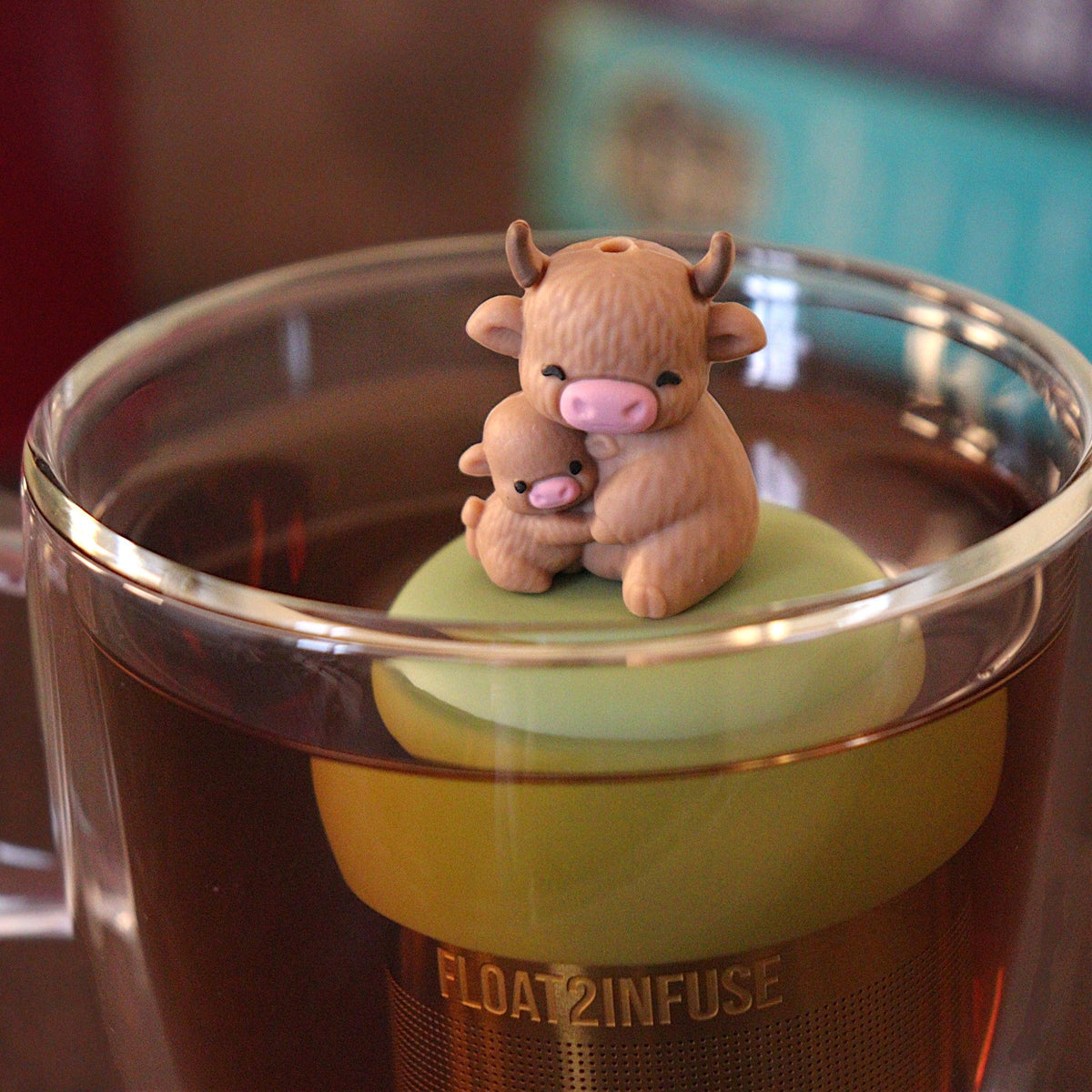 Floating Mom & Baby Highland Cow Tea Infuser - Cute Animals Tea Infuser for Loose Tea
