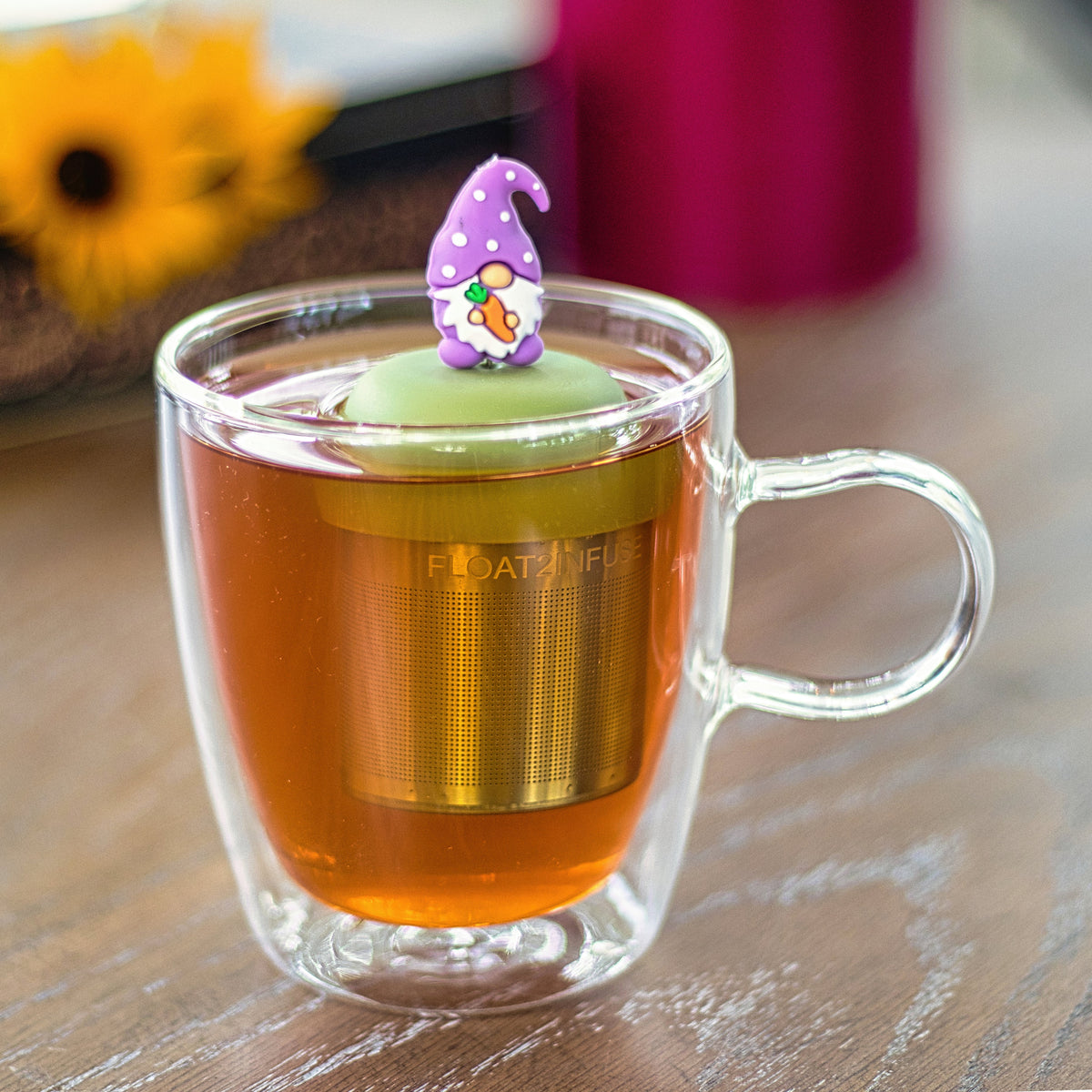 Floating Purple Spring Gnome Tea Infuser - Cute Tea Infuser for Loose Leaf Tea