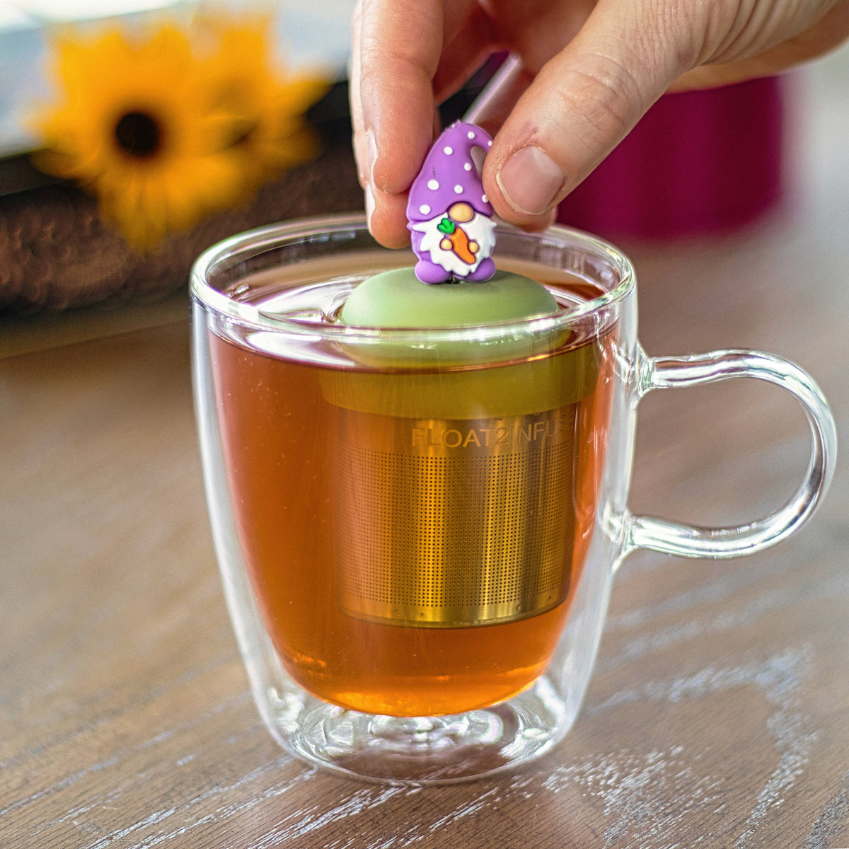 Floating Purple Spring Gnome Tea Infuser - Cute Tea Infuser for Loose Leaf Tea
