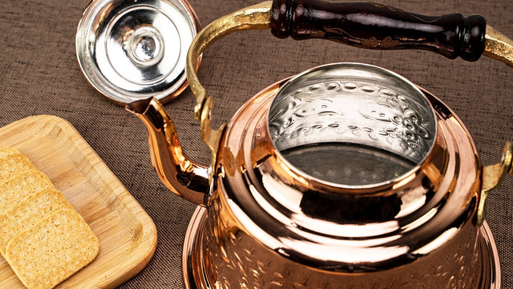 Handmade Solid Copper Teapot, Engraved – 1.6 Quart