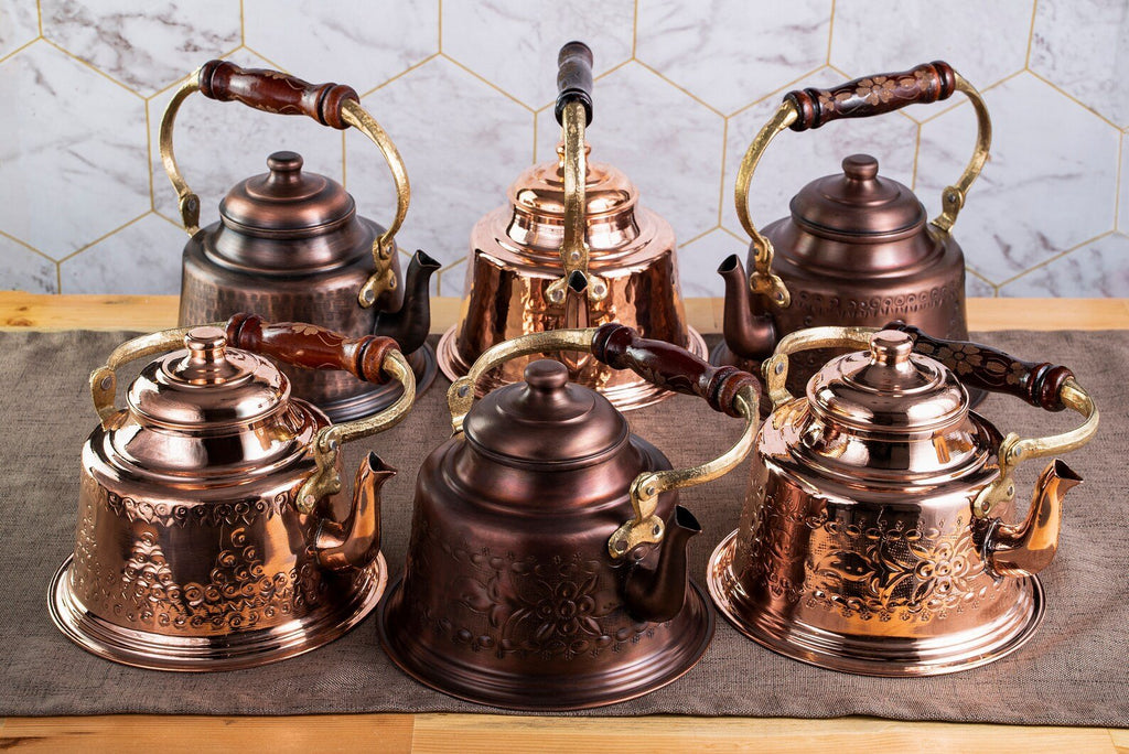 Handmade Solid Copper Teapot, Engraved – 1.6 Quart