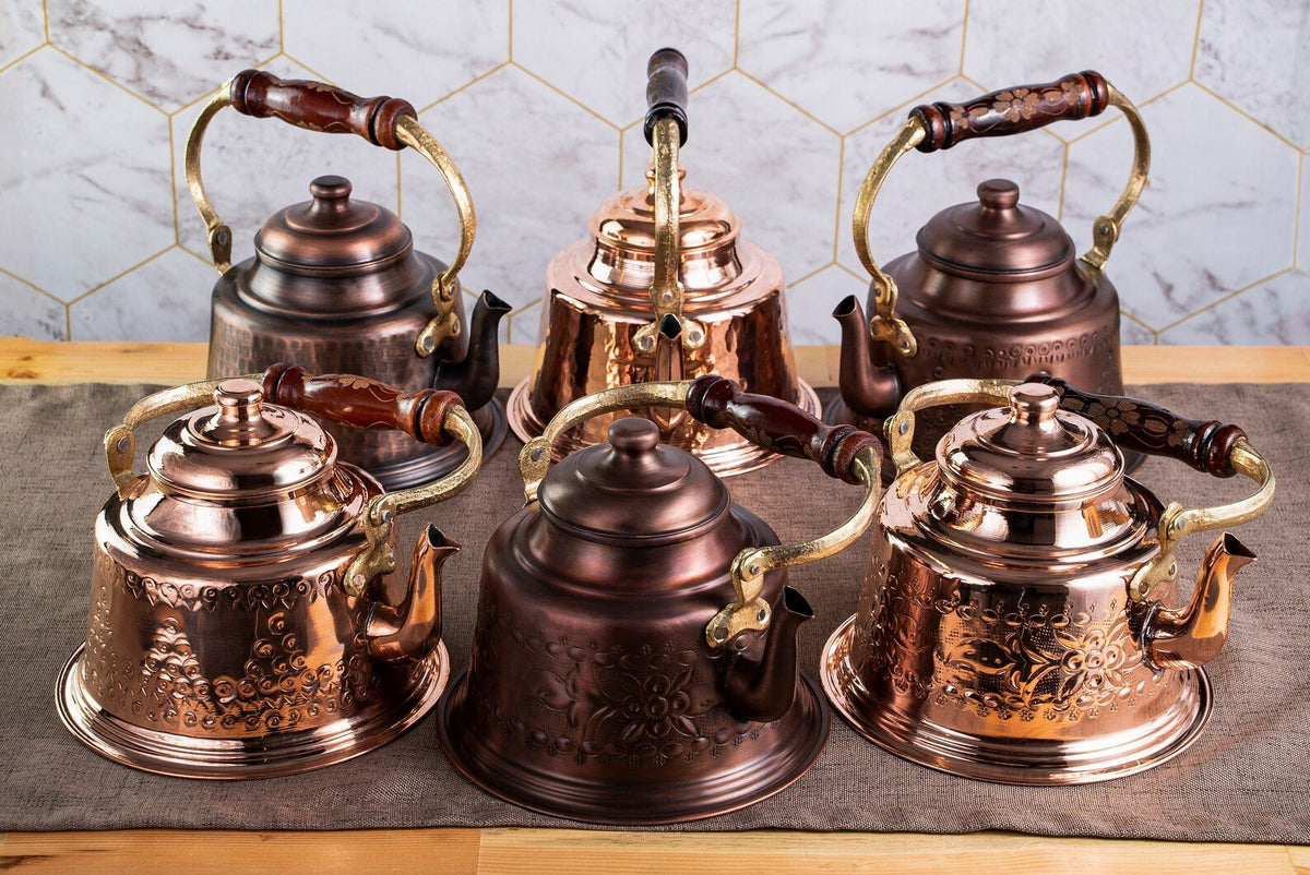 Handmade Solid Copper Teapot, Engraved – 1.6 Quart