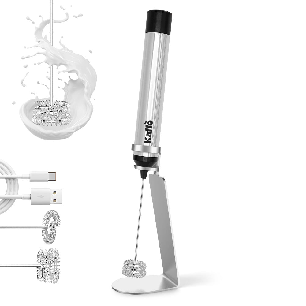Rechargeable Handheld Milk Frother with Stand & 2 Whisks