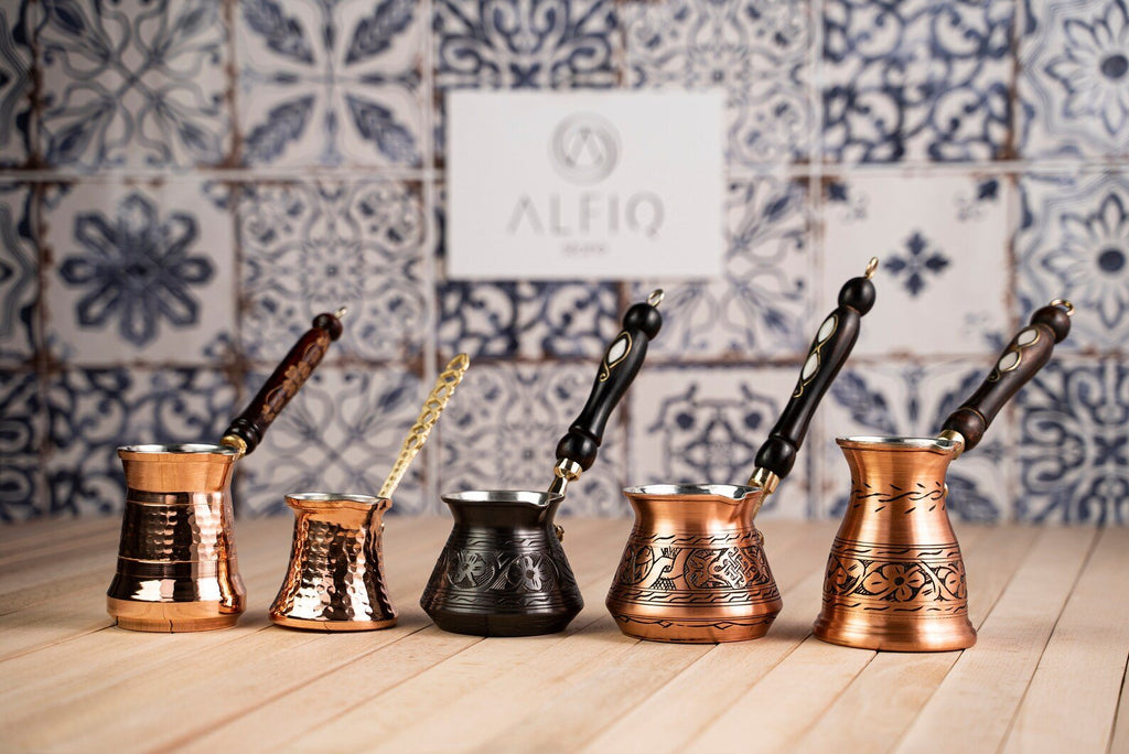 Handmade Dark Copper Turkish Coffee Pot (Cezve) with Wooden Handle – 13.5 oz, Serves 2